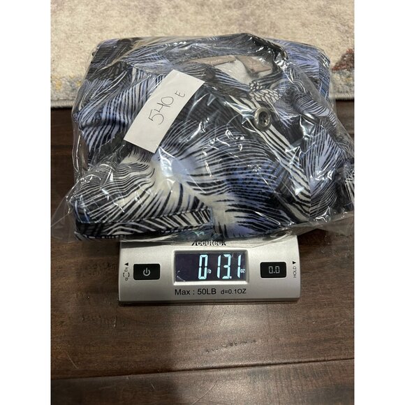 Chicos Womens Blue Black Feather Print Button-Up Jacket Sz Medium - Picture 10 of 10